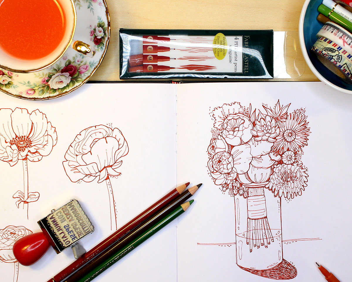 Tra le pagine del mio sketchbook: fiori e bouquet