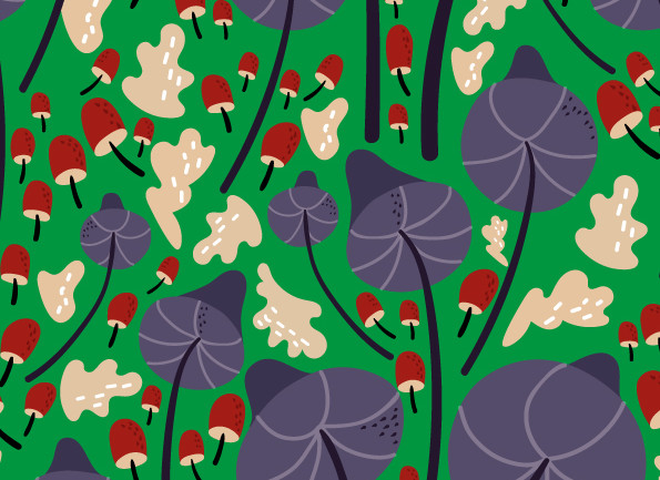 Pattern: funghi e sottobosco